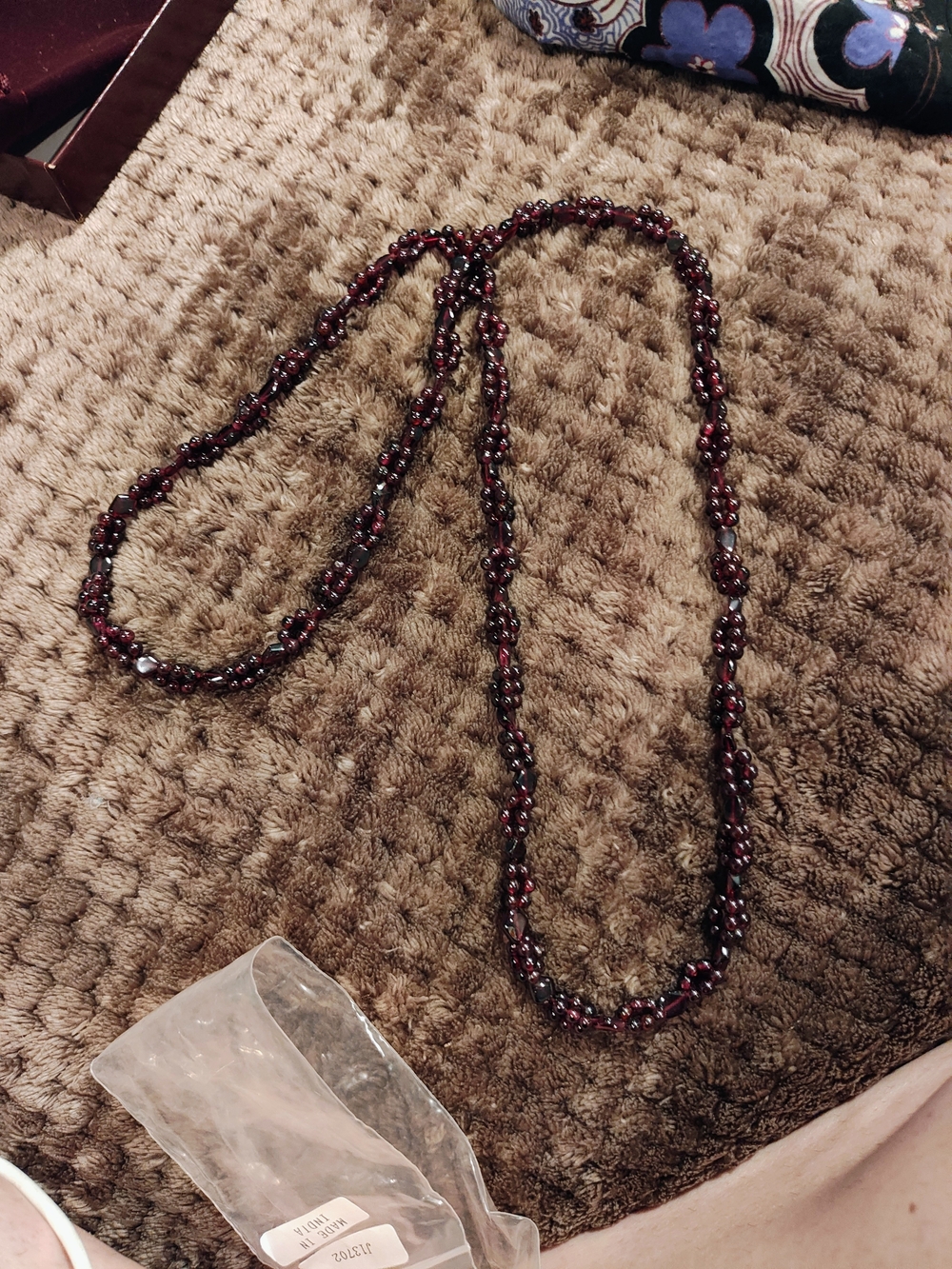 Classic Garnet-Colored Beaded Long Necklace for Women